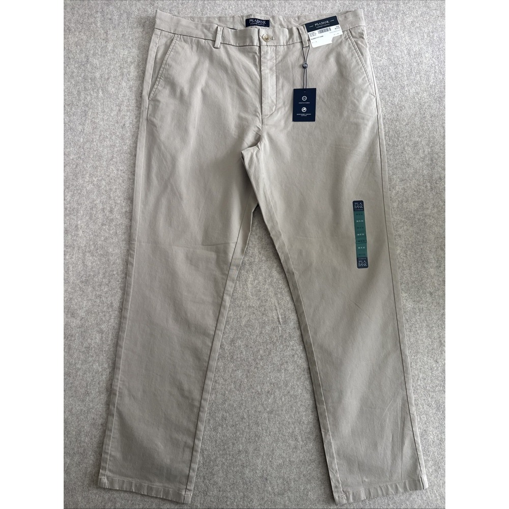Jos A Bank Tailored Fit Flat Front Chino Pants Beige Mens 36x32 New